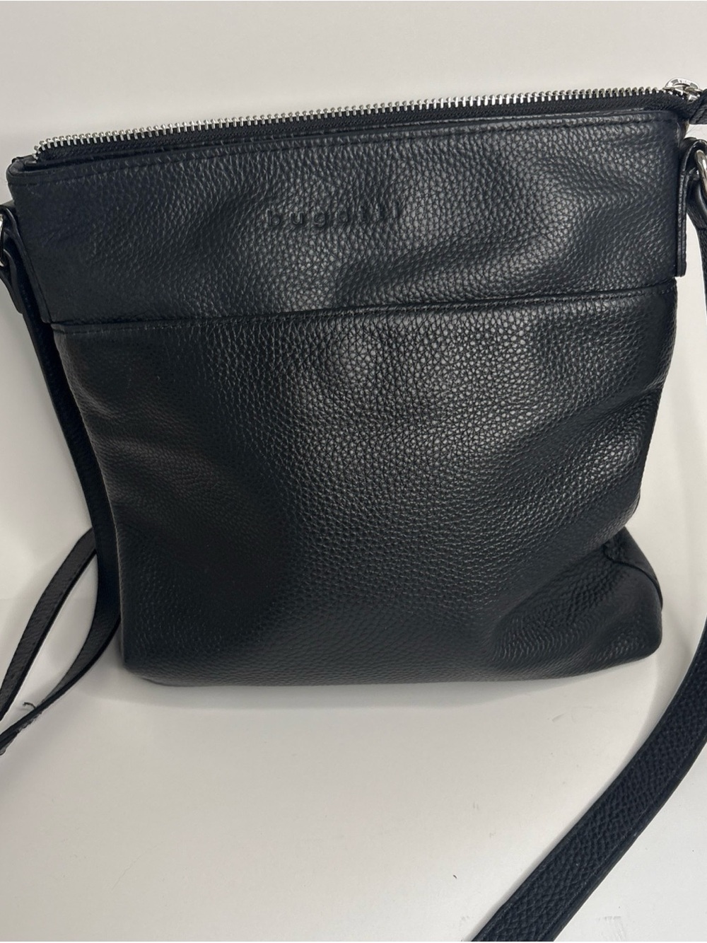 Black Leather Crossbody Bag - Bugatti Minimalist Design